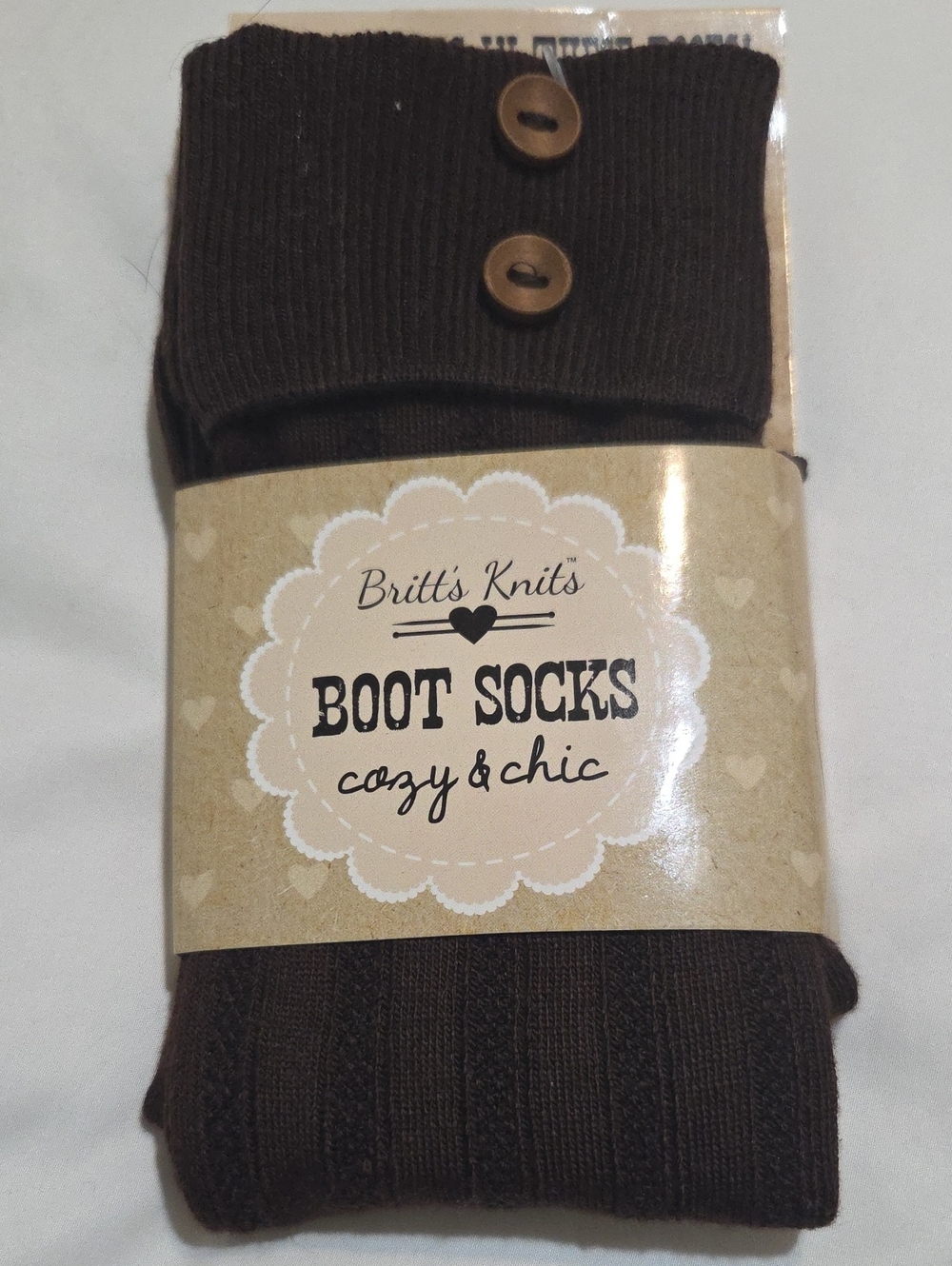 Britt's Knits Brown Button Boot Socks - Cozy Ribbed Layering